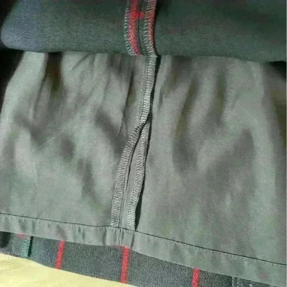 Loft Front Button Check Print Mini Skirt Red/Navy 2 - Picture 4 of 7